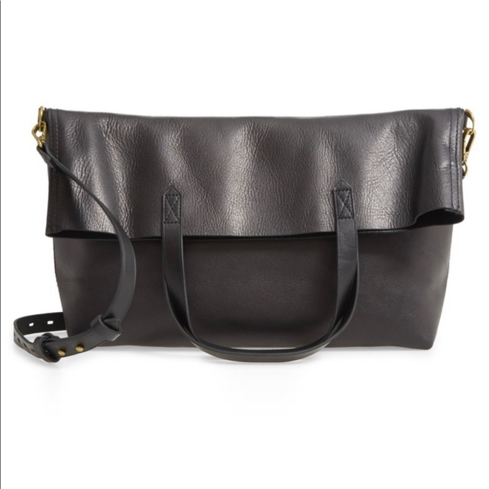Madewell black fold over transport tote
